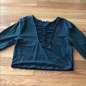 Forest Green long sleeve cropped top